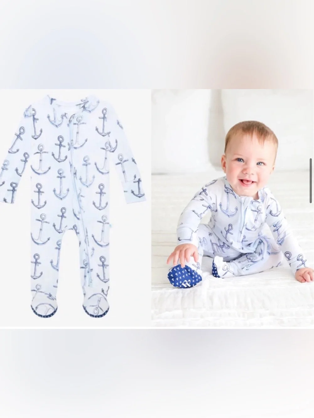 Posh peanut Anchor print onesie (6-9 mths)